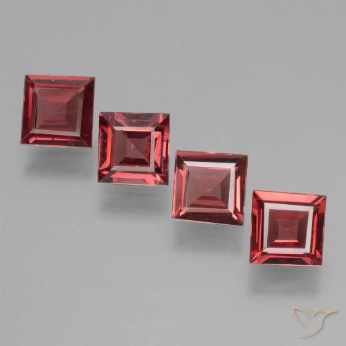 2.55ctw Natural Medium Red Rhodolite Garnet, Square, VS