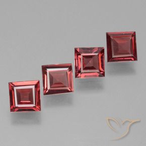 2.55 ctw Red Rhodolite Garnet Stones, Natural Rhodolite Garnet in Square Facet Shape for Sale