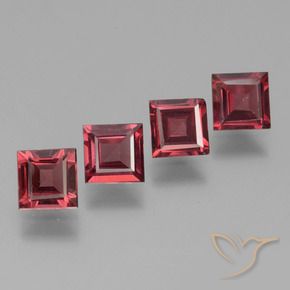 2.60 ctw Red Rhodolite Garnet Stones, Natural Rhodolite Garnet in Square Facet Shape for Sale