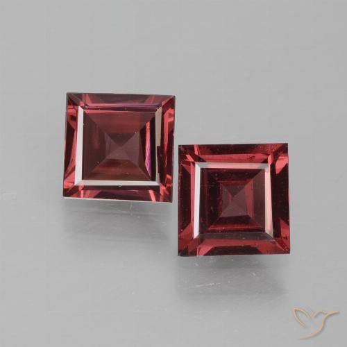 1.39ctw Natural Deep Wine Red Rhodolite Garnet, Square, VS