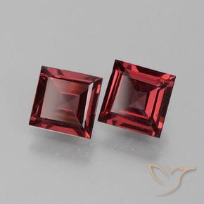 1.39 ctw Red Rhodolite Garnet Stones, Natural Rhodolite Garnet in Square Facet Shape for Sale