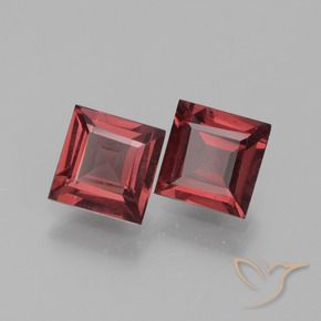 1.37 ctw Red Rhodolite Garnet Stones, Natural Rhodolite Garnet in Square Facet Shape for Sale
