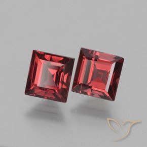 1.61 ctw Red Rhodolite Garnet Stones, Natural Rhodolite Garnet in Square Facet Shape for Sale