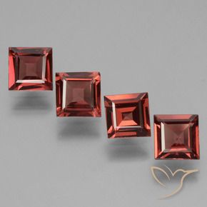 2.71 ctw Red Rhodolite Garnet Stones, Natural Rhodolite Garnet in Square Facet Shape for Sale