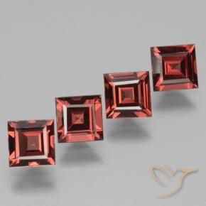 3.18 ctw Red Rhodolite Garnet Stones, Natural Rhodolite Garnet in Square Facet Shape for Sale