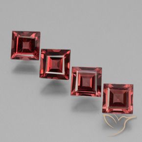 2.65 ctw Red Rhodolite Garnet Stones, Natural Rhodolite Garnet in Square Facet Shape for Sale