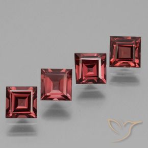 3.08 ctw Red Rhodolite Garnet Stones, Natural Rhodolite Garnet in Square Facet Shape for Sale