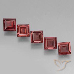 3.22 ctw Red Rhodolite Garnet Stones, Natural Rhodolite Garnet in Square Facet Shape for Sale