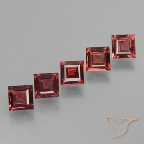 2.90 ctw Red Rhodolite Garnet Stones, Natural Rhodolite Garnet in Square Facet Shape for Sale