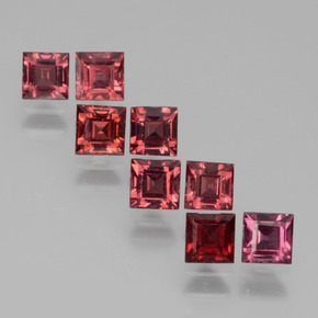 2.41 ctw Pink Rhodolite Garnet Gemstones, Rhodolite Garnet Gems in Square Facet Shape for Sale.