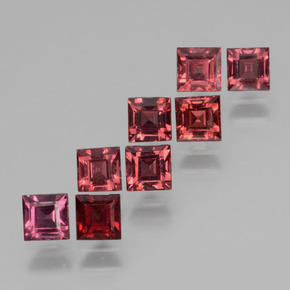 2.41 ctw Pink Rhodolite Garnet Stones, Natural Rhodolite Garnet in Square Facet Shape for Sale