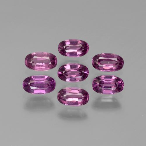Lotto di 7 pezzi Granato di rodolite sanguinamento taglio ovale dalla Tanzania - Dimensioni 5,2 x 3,1mm, peso 2,2 ct totali / media. 0,31 ct ciascuno, durezza Mohs 6,5 - 7,5 adatto per gioielli da indossare ogni giorno, Photo A