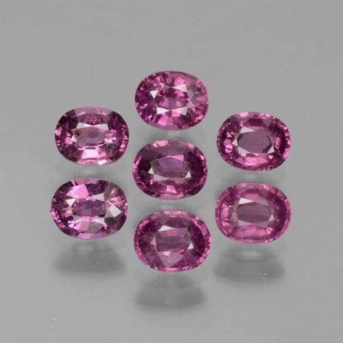 7pc Oval Purple Rhodolite Garnet Lot from Tanzania - Weight 3.56ct total / avg. 0.51ct each, Size 5.1 x 4mm, Color: Bright Grape, Mohs Hardness 6.5 - 7.5 suitable for daily wear jewelry, Photo A