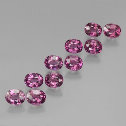Lot of 10pc Oval Purple Rhodolite Garnet from Tanzania - Size 5.1 x 4mm, Weight 5.49ct total / avg. 0.55ct each, Color: Grape, Mohs Hardness 6.5 - 7.5 suitable for daily wear jewelry, Photo A