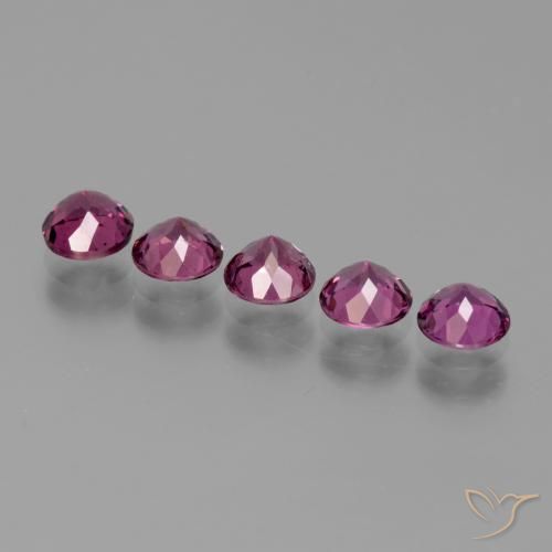 Rhodolite Garnet Gemstones in 4.7 mm Size for Sale, Rhodolite Garnet Stones in Deep Magenta-Pink Color