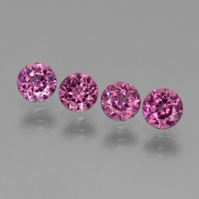 2.02 ctw Pink Rhodolite Garnet Gemstones, Rhodolite Garnet Gems in Round Facet Shape for Sale.