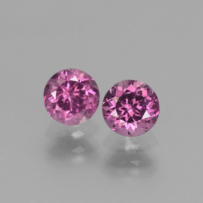 1.42 ctw Pink Rhodolite Garnet Gemstones, Rhodolite Garnet Gems in Round Facet Shape for Sale.
