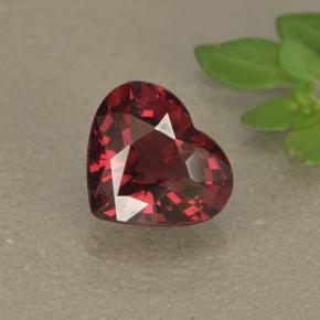 1.63 ct Red Rhodolite Garnet Gemstone, Rhodolite Garnet Gem in Heart Facet Shape for Sale.