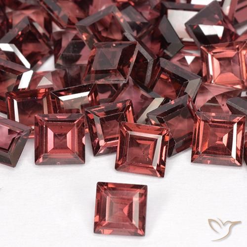 34.30 ctw Red Rhodolite Garnet Stones, Natural Rhodolite Garnet in Square Step-Cut Shape for Sale