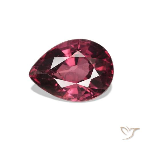 1.03 ct Red Rhodolite Garnet Gemstone, Rhodolite Garnet Gem in Pear Facet Shape for Sale.