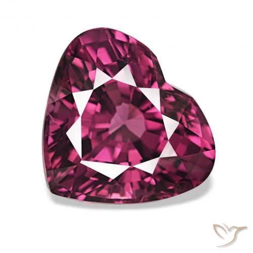 4.12 ct Purple Rhodolite Garnet Gemstone, Rhodolite Garnet Gem in Heart Facet Shape for Sale.