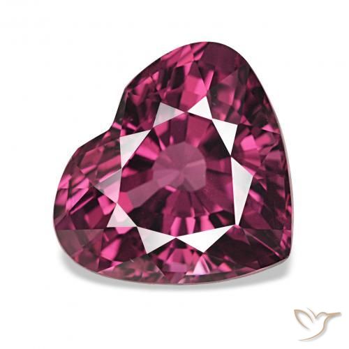 4.12 ct Purple Rhodolite Garnet Stone, Natural Rhodolite Garnet in Heart Facet Shape for Sale