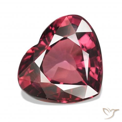 4.64 ct Red Rhodolite Garnet Gemstone, Rhodolite Garnet Gem in Heart Facet Shape for Sale.