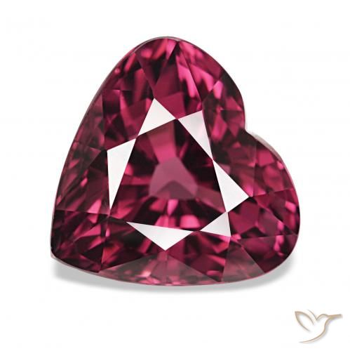 4.24 ct Purple Rhodolite Garnet Gemstone, Rhodolite Garnet Gem in Heart Facet Shape for Sale.