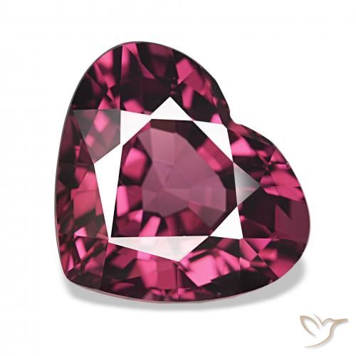 4.22 ct Purple Rhodolite Garnet Gemstone, Rhodolite Garnet Gem in Heart Facet Shape for Sale.