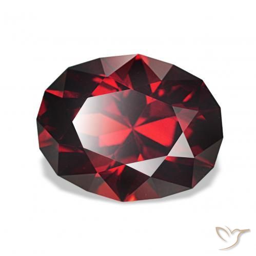 2.56 ct Red Rhodolite Garnet Stone, Natural Rhodolite Garnet in Oval Diamond-Cut Shape for Sale