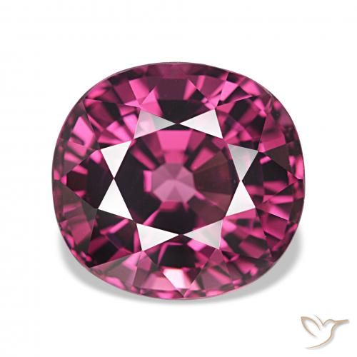 4.96 ct Purple Rhodolite Garnet Gemstone, Rhodolite Garnet Gem in Cushion-Cut Shape for Sale.