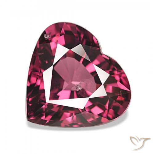 4.55 ct Red Rhodolite Garnet Gemstone, Rhodolite Garnet Gem in Heart Facet Shape for Sale.