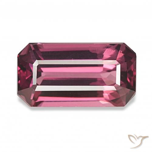 3.95ct Raspberry Red Rhodolite Garnet Gemstones, Emerald Cut, VS