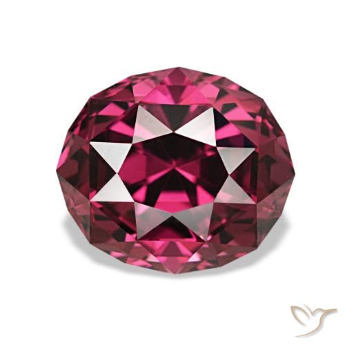3.49 ct Red Rhodolite Garnet Gemstone, Rhodolite Garnet Gem in Oval Concave Cut Shape for Sale.