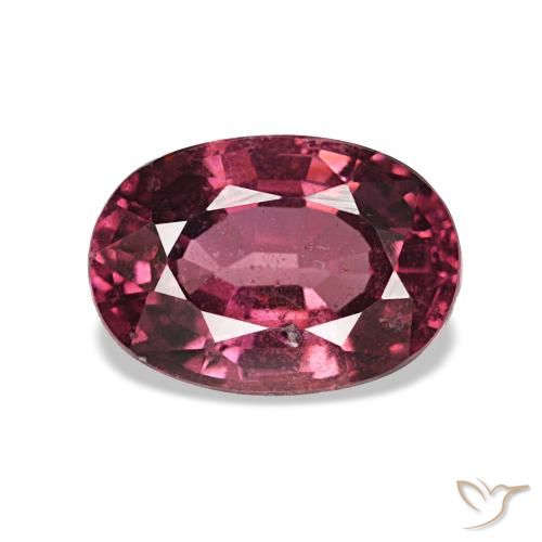 1.23 ct Red Rhodolite Garnet Gemstone, Rhodolite Garnet Gem in Oval Facet Shape for Sale.