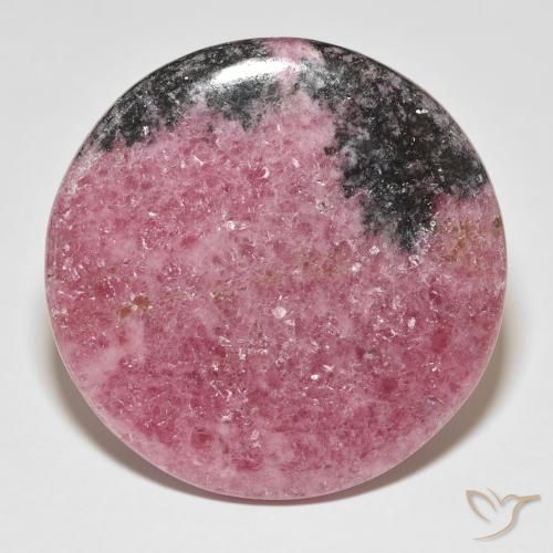 Rhodonite ronde de 86,05 ct, 37,1 mm d'Australie, Photo A
