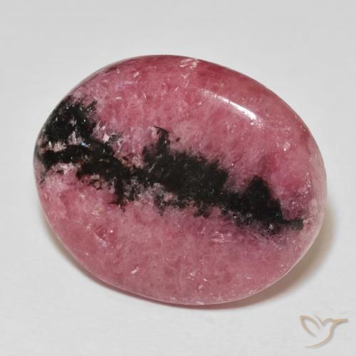 39.97 ct Multicolor Rhodonite Stone, Natural Rhodonite in Oval Cabochon Shape for Sale