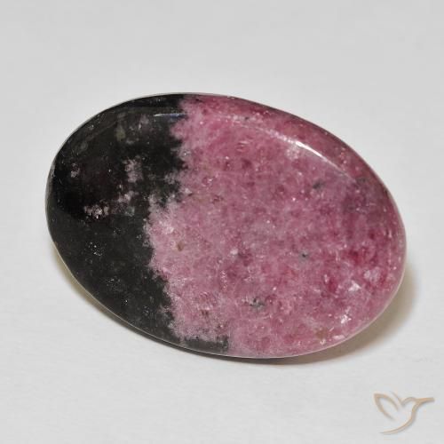 47.12 ct Multicolor Rhodonite Stone, Natural Rhodonite in Oval Cabochon Shape for Sale