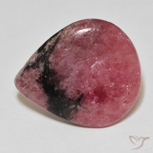 31.56 ct Multicolor Rhodonite Stone, Natural Rhodonite in Pear Cabochon Shape for Sale