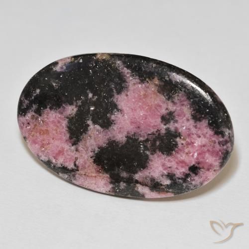 37.46 ct Multicolor Rhodonite Stone, Natural Rhodonite in Oval Cabochon Shape for Sale