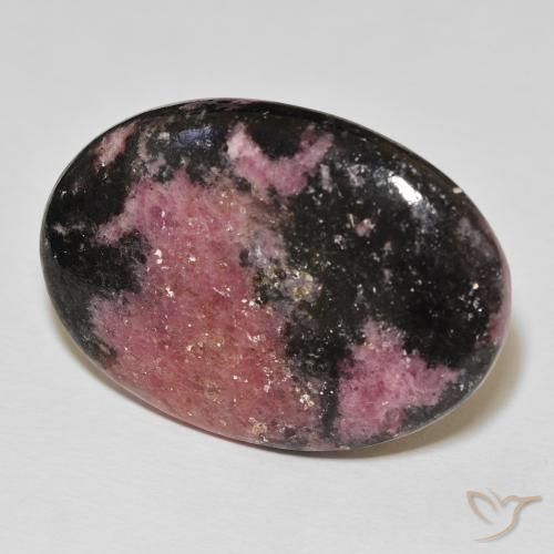 60.24 ct Multicolor Rhodonite Stone, Natural Rhodonite in Oval Cabochon Shape for Sale