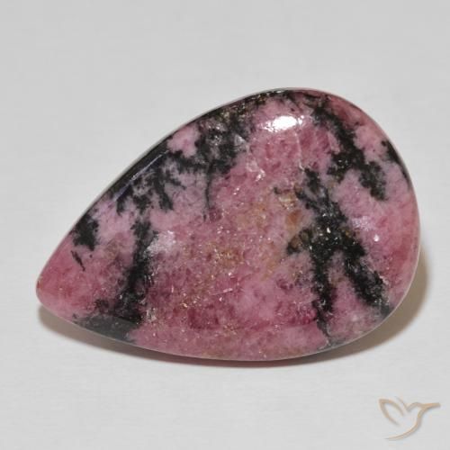 Rodonite a pera da 45,92 ct, 32,9 x 22,3 mm dall'Australia, Photo A