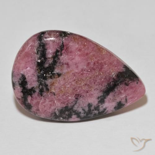 45.92 ct Multicolor Rhodonite Stone, Natural Rhodonite in Pear Cabochon Shape for Sale
