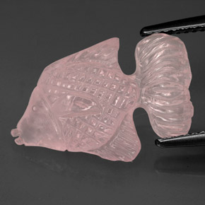 6.70 ct Pink Rose Quartz Gemstone, Rose Quartz Gem in Carved Fish Shape for Sale.