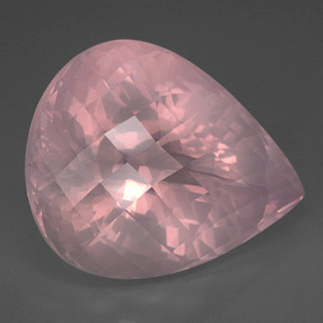 127.75 ct Pink Rose Quartz Gemstone, Rose Quartz Gem in Pear Checkerboard Shape for Sale.