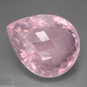 127.70 ct Pink Rose Quartz Gemstone, Rose Quartz Gem in Pear Checkerboard Shape for Sale.