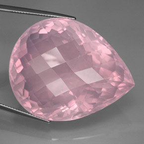 127.70 ct Pink Rose Quartz Stone, Natural Rose Quartz in Pear Checkerboard Shape for Sale