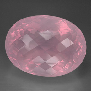 223.50 ct Pink Rose Quartz Gemstone, Rose Quartz Gem in Oval Checkerboard Shape for Sale.