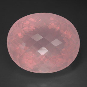 173.95 ct Pink Rose Quartz Gemstone, Rose Quartz Gem in Oval Checkerboard Shape for Sale.