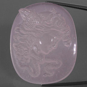 92.01 ct Pink Rose Quartz Gemstone, Rose Quartz Gem in Medusa Cameo Shape for Sale.